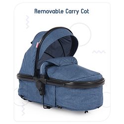 Babyhug Majestic Stroller Cum Carry Cot With Canopy - Blue Checked