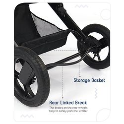 Babyhug Majestic Stroller Cum Carry Cot With Canopy - Blue Checked