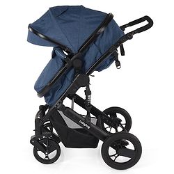 Babyhug Majestic Stroller Cum Carry Cot With Canopy - Blue Checked