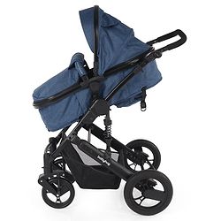 Babyhug Majestic Stroller Cum Carry Cot With Canopy - Blue Checked
