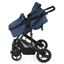 Babyhug Majestic Stroller Cum Carry Cot With Canopy - Blue Checked