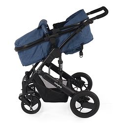 Babyhug Majestic Stroller Cum Carry Cot With Canopy - Blue Checked