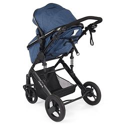 Babyhug Majestic Stroller Cum Carry Cot With Canopy - Blue Checked