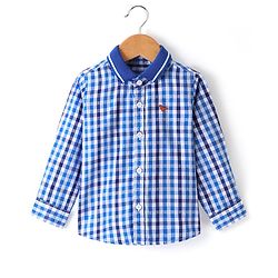 Babyhug 100% Cotton Full Sleeves Check Shirt - Blue