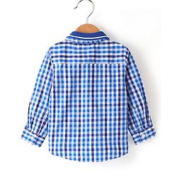 Babyhug 100% Cotton Full Sleeves Check Shirt - Blue