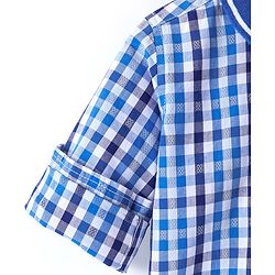 Babyhug 100% Cotton Full Sleeves Check Shirt - Blue