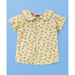 Babyhug Cotton Half Sleeves Night Suit Strawberry Print- Green