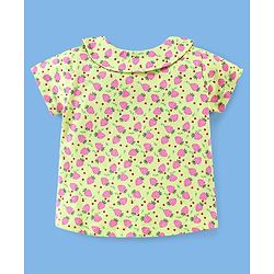 Babyhug Cotton Half Sleeves Night Suit Strawberry Print- Green