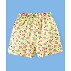 Babyhug Cotton Half Sleeves Night Suit Strawberry Print- Green