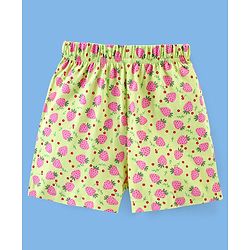 Babyhug Cotton Half Sleeves Night Suit Strawberry Print- Green