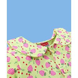 Babyhug Cotton Half Sleeves Night Suit Strawberry Print- Green