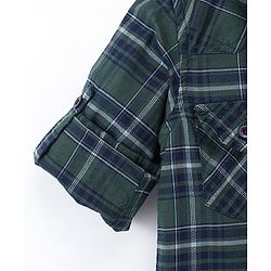 Babyhug 100% Cotton Woven Full Sleeves Checked Shirt - Green