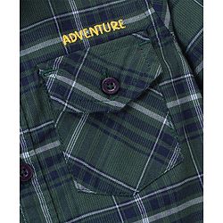 Babyhug 100% Cotton Woven Full Sleeves Checked Shirt - Green