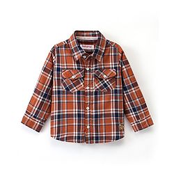 Babyhug 100% Cotton Full Sleeves Check Shirt - Brown
