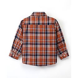 Babyhug 100% Cotton Full Sleeves Check Shirt - Brown