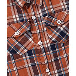 Babyhug 100% Cotton Full Sleeves Check Shirt - Brown