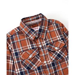 Babyhug 100% Cotton Full Sleeves Check Shirt - Brown