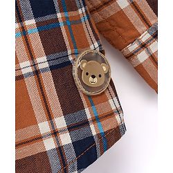 Babyhug 100% Cotton Full Sleeves Check Shirt - Brown