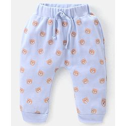 Babyhug Cotton Full Length Diaper Pants Stripes & Bear Print Pack Of 3- Blue & Orange