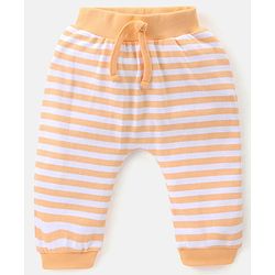 Babyhug Cotton Full Length Diaper Pants Stripes & Bear Print Pack Of 3- Blue & Orange