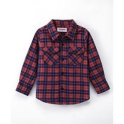 Babyhug 100% Cotton Woven Full Sleeves Checked Shirt - Red