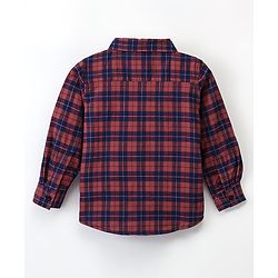 Babyhug 100% Cotton Woven Full Sleeves Checked Shirt - Red
