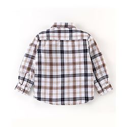 Babyhug 100% Cotton Full Sleeves Checks Two Pocket Shirt with Detachable Hood - White