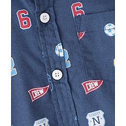 Babyhug Cotton Woven Full Sleeves Shirt with Inner Tee Sports Print - Navy Blue