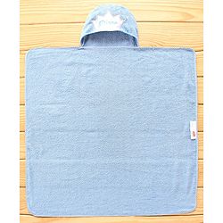 Babyhug Hooded Towel With Prince Embroidery - Blue