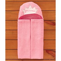 Babyhug Hooded Towel With Princess Embroidery - Pink