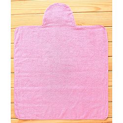 Babyhug Hooded Towel With Princess Embroidery - Pink