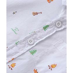 Babyhug Cotton Woven Full Sleeves Shirt with Inner Tee Pine Tree Print - Grey