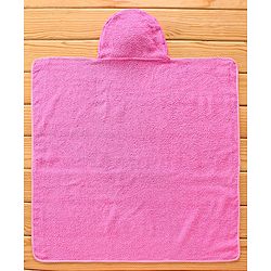 Babyhug Hooded Towel With Elephant Embroidery - Pink