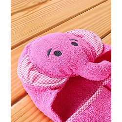 Babyhug Hooded Towel With Elephant Embroidery - Pink