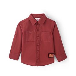 Babyhug 100% Cotton Woven Full Sleeves Solid Shirt - Red