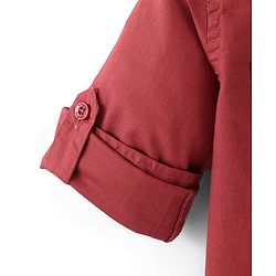 Babyhug 100% Cotton Woven Full Sleeves Solid Shirt - Red