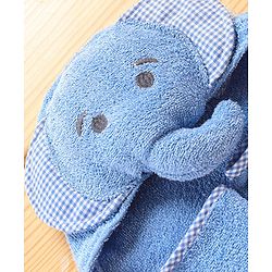 Babyhug Hooded Towel With Elephant Embroidery - Blue