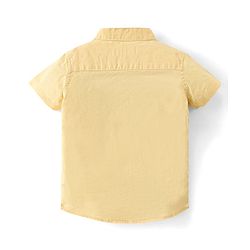 Babyhug 100% Cotton Woven Half Sleeves Shirt Solid  Dino Embroidered - Yellow