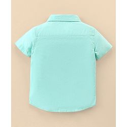 Babyhug Cotton Woven Half Sleeves Regular Collar Shirt Fox Pocket Print- Blue