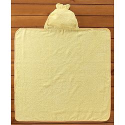 Babyhug Hooded Cotton Woven Towel with Giraffe Embroidery- Yellow