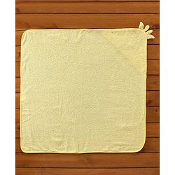 Babyhug Hooded Cotton Woven Towel with Giraffe Embroidery- Yellow