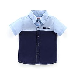 Babyhug 100% Cotton Half Sleeves Regular Collar Cut & Sew Solid Shirt - Navy Blue