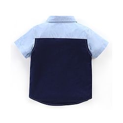 Babyhug 100% Cotton Half Sleeves Regular Collar Cut & Sew Solid Shirt - Navy Blue