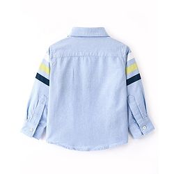 Babyhug Cotton Woven Full Sleeves Striped Shirt Sports Print - Blue