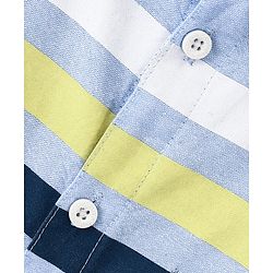 Babyhug Cotton Woven Full Sleeves Striped Shirt Sports Print - Blue