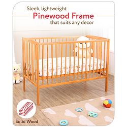 Babyhug Malmo Wooden Cot with 3 Level Height Adjustment & Plug and Play Assembly  Natural| Solid Pinewood