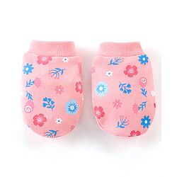 Babyhug 100% Cotton Knit Floral Print Mittens & Booties - Pink