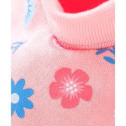 Babyhug 100% Cotton Knit Floral Print Mittens & Booties - Pink