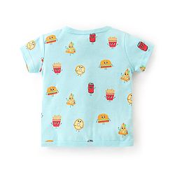 Babyhug 100% Cotton Half Sleeves Vests Stripes & Fries Print Pack of 3- Grey Blue & Yellow