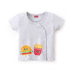 Babyhug 100% Cotton Half Sleeves Vests Stripes & Fries Print Pack of 3- Grey Blue & Yellow